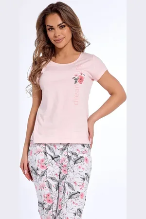 Cornette Růžové dámské pyžamo s květinovým vzorem a 3/4 kalhotami Dreaming 670/327 2 kr/r M-2XL