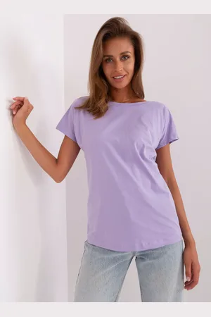 BASIC FEEL GOOD Světle fialové tričko s V výstřihem na zádech -RV-TS-4662.03X-světle fialové