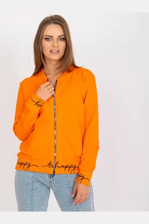 RELEVANCE Neonově oranžová dámská mikina na zip RV-BL-7809.37X-orange