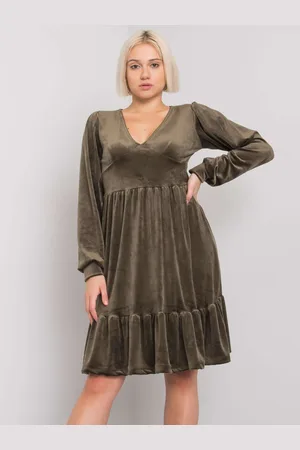 Fancy Khaki dámské šaty s řasením FA-SK-7530.84P-khaki