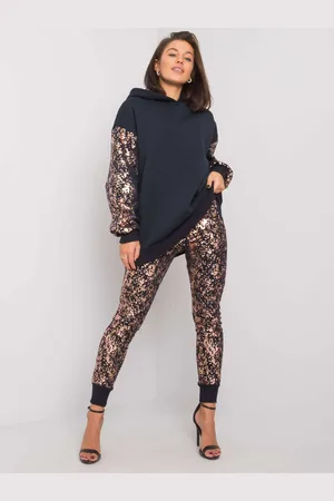 Fancy Tmavě modrá dámská tepláková souprava se zlatým potiskem FA-KMPL-7453.65P-dark blue