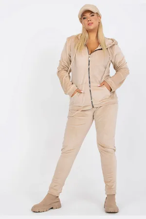 RELEVANCE Béžová velurová tepláková souprava RV-KMPL-5961.18X-light beige