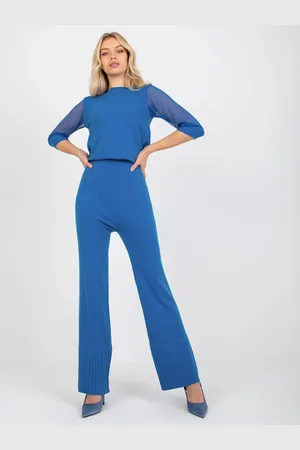 COCO ANGELO Modré zvonové kalhoty -VI-SP-20284.08P-dark blue