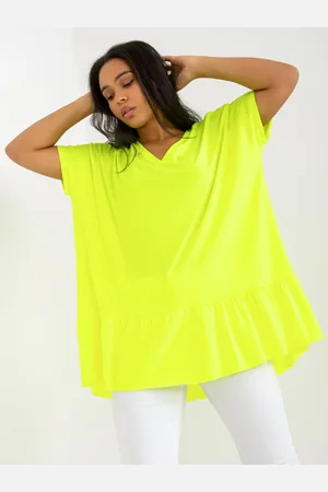 RELEVANCE Neonově žlutá volná tunika s výstřihem do V RV-TU-7855.29-fluo yellow