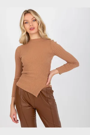 COCO ANGELO Světle hnědý asymetrický svetr VI-SW-20298.41P-camel