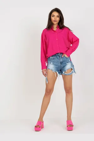 Basics from Amsterdam Tmavě růžová košile se stahováním na bocích TO-KS-7128.06X-dark pink