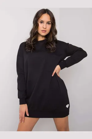 RUE PARIS Černá mikinové šaty Hanely s kapsou na hrudi RV-SK-7332.65-black