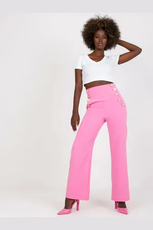 Italy Moda Růžové zvonové kalhoty s knoflíky DHJ-SP-16008.01X-pink