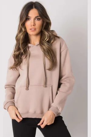 BASIC FEEL GOOD Béžová dámská mikina s kapucí a s kapsou RV-BL-7306.41-beige