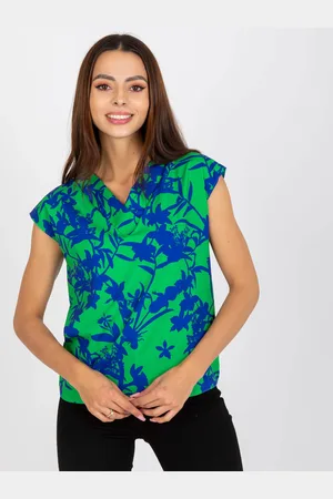 RUE PARIS Zeleno-modrá vzorovaná halenka -WN-BZ-3005-2.83-green