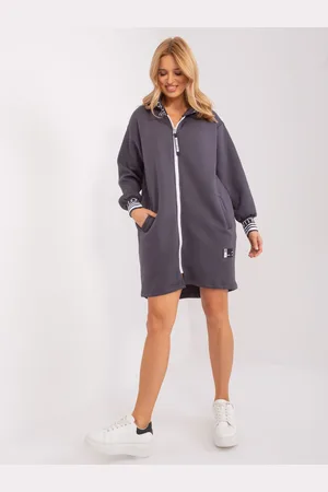 RELEVANCE Tmavě šedá dlouhá mikina na zip RV-BL-9225.96P-grafit