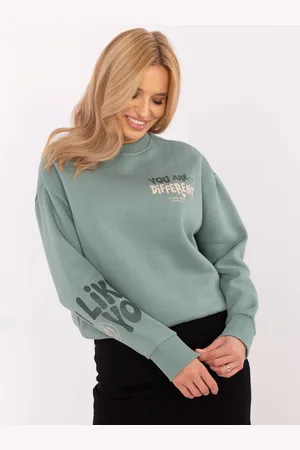 Sublevel Pistáciová dámská mikina bez kapuce s nápisy D10600T02695A-green