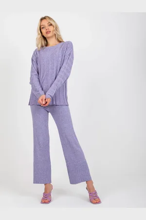 COCO ANGELO Fialový lehký svetr s pruhy VI-SW-20234.75P-purple