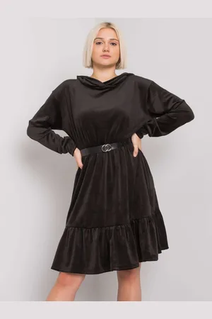 Fancy Černé velurové mini šaty s kapucí FA-SK-7563.11P-black
