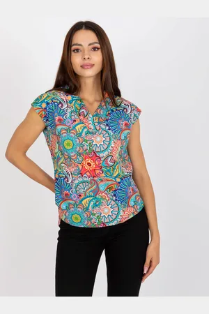 RUE PARIS Barevná vzorovaná halenka WN-BZ-3005-4.35-multicolor