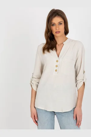 RUE PARIS Světle béžová košile s knoflíky -WN-KS-VE51.30X-beige