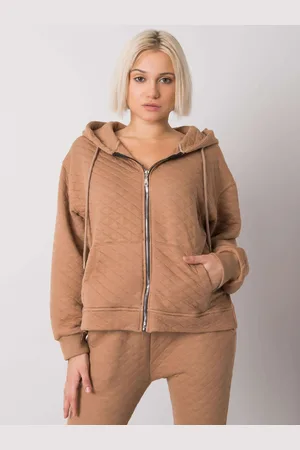 BASIC FEEL GOOD Světle hnědá dámská mikina na zip s kapucí RV-BL-7451.23-camel