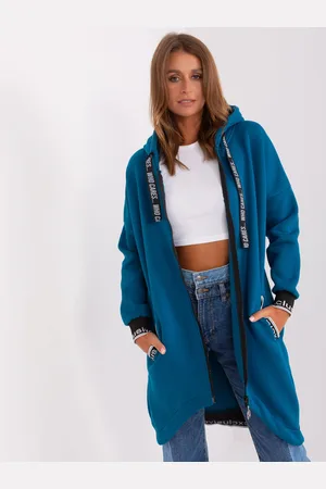 RELEVANCE Modrá dlouhá mikina s kapucí -RV-BL-6832-2.00P-sea blue