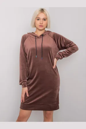 Fancy Hnědé velurové mikinové šaty Messina FA-SK-7495.17P-brown