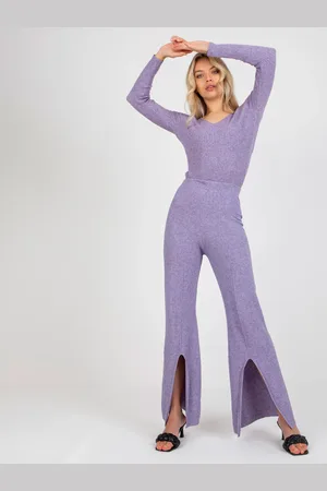 COCO ANGELO Fialové zvonové kalhoty s rozparkem VI-SP-20271.97-purple