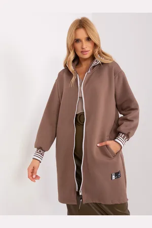 RELEVANCE Hnědá dlouhá mikina na zip RV-BL-9225.96P-brown
