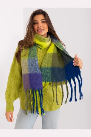 Italy Moda Žluto-modrá kostkovaná šála s třásněmi AT-SZ-2311501.90-dark blue