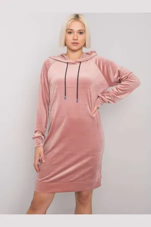 Fancy Světle růžové velurové mikinové šaty Messina FA-SK-7495.17P-light pink
