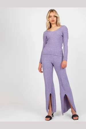 COCO ANGELO Světle fialový žebrovaný svetr s výstřihem VI-SW-20259.27-purple