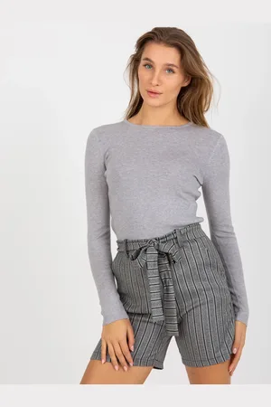 Basics from Amsterdam Šedo-černé pruhované šortky s páskem LK-SN-506942-4.29-grey-black