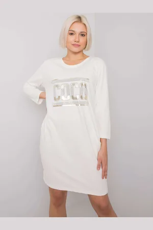 RELEVANCE Smetanové šaty Marseille s třpytivým nápisem COCO RV-SK-6894.44P-ecru