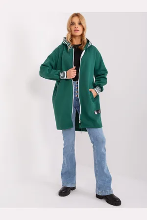 RELEVANCE Tmavě zelená dlouhá mikina na zip RV-BL-9225.96P-dark green