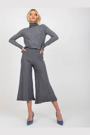 COCO ANGELO Tmavě šedé široké kalhoty -VI-SP-20261.32X-dark grey