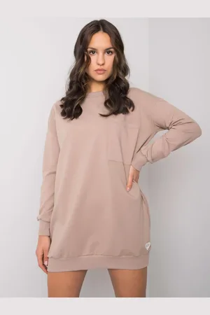 RUE PARIS Béžové mikinové šaty Hanely s kapsou na hrudi RV-SK-7332.65-beige