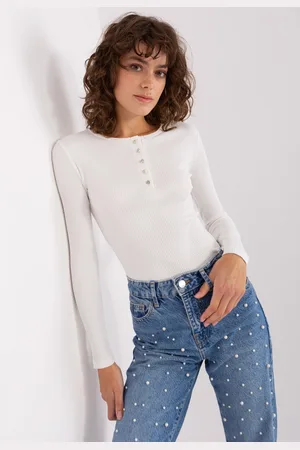 BASIC FEEL GOOD Smetanové žebrované tričko s knoflíčky RV-BZ-9211.25P-ecru