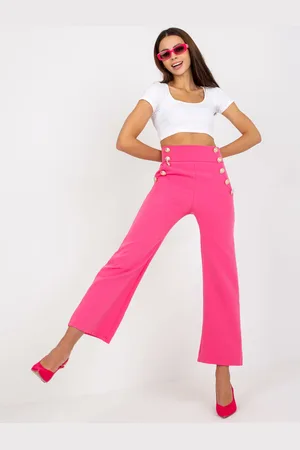 Italy Moda Růžové zvonové kalhoty s knoflíky DHJ-SP-16008.01X-dark pink