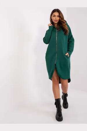 RELEVANCE Tmavě zelená dlouhá asymetrická mikina RV-BL-4858-2.97P-dark green