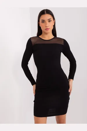 BASIC FEEL GOOD Černé vypasované žebrované mini šaty RV-SK-9217.55P-black