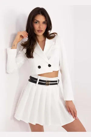 Italy Moda Smetanová dámská mini sukně s páskem DHJ-SD-8765.26-ecru