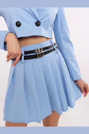 Italy Moda Světle modrá dámská mini sukně s páskem DHJ-SD-8765.26-light blue
