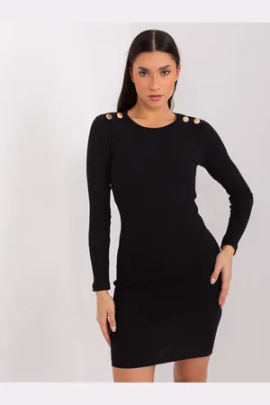 BASIC FEEL GOOD Černé žebrované mini šaty RV-SK-9219.13P-black