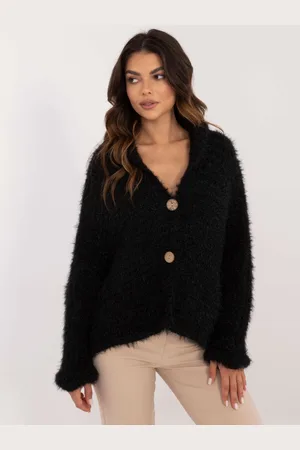 Basics from Amsterdam Černý svetr s V výstřihem a zapínáním na knoflíky TW-SW-BI-25002.88P-black
