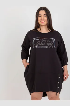 RELEVANCE Černá asymetrická tunika s nápisem RV-TU-7505.15-black