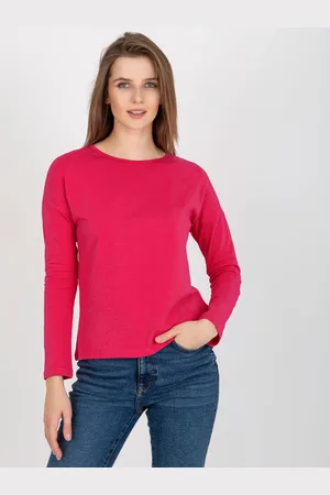BASIC FEEL GOOD Dámské fuchsiové tričko s dlouhým rukávem RV-BZ-5121.18-fuchsia
