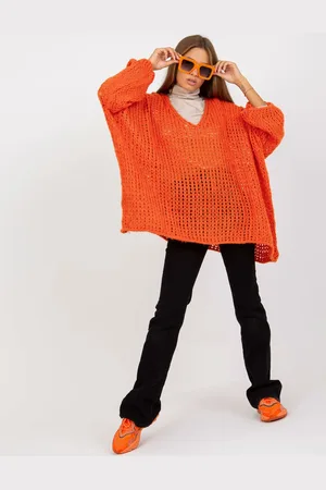 Basics from Amsterdam Oranžový oversize pletený svetr TW-SW-BI-M2200.27-orange