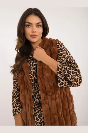 Italy Moda Dámská hnědá kožíšková vesta AT-KZ-2368-1.13-brown