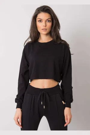 BASIC FEEL GOOD Černé volné crop tričko s dlouhými rukávy RV-BZ-7309.54-black