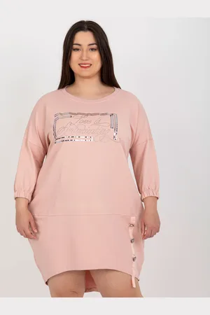 RELEVANCE Světle růžová asymetrická tunika s nápisem RV-TU-7505.15-light pink