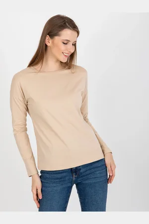 BASIC FEEL GOOD Dámské béžové tričko s dlouhým rukávem RV-BZ-5121.18-beige