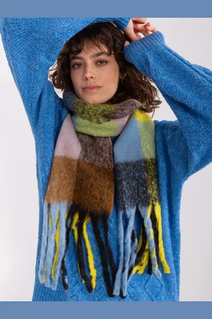 Italy Moda Žluto-barevná kostkovaná šála s třásněmi -yellow