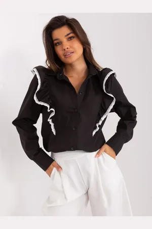 Basics from Amsterdam Černá košile s ozdobným volánem LK-KS-509528.16-black